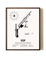 Tampa Executive Airport aviation print in walnut frame