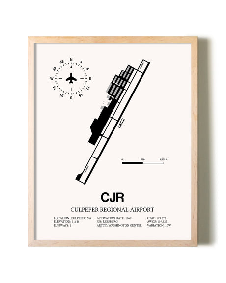Culpeper Regional Airport framed wall art in white frame