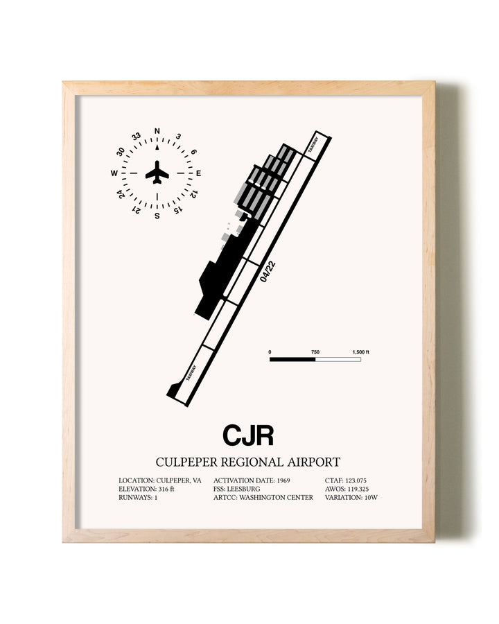 Culpeper Regional Airport framed wall art in white frame