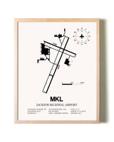 Jackson Regional Airport framed wall art in white frame