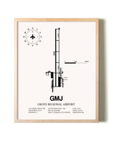 Grove Regional Airport framed wall art in white frame