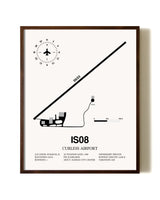 Curless Airport aviation print in walnut frame