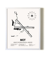 Minot International Airport airport map poster in oak frame