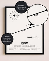 Framed Silver Bay Municipal Airport layout wall art poster