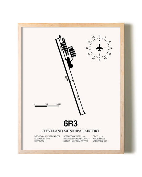 Cleveland Municipal Airport framed wall art in white frame