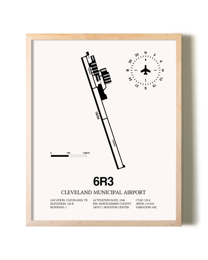 Cleveland Municipal Airport framed wall art in white frame