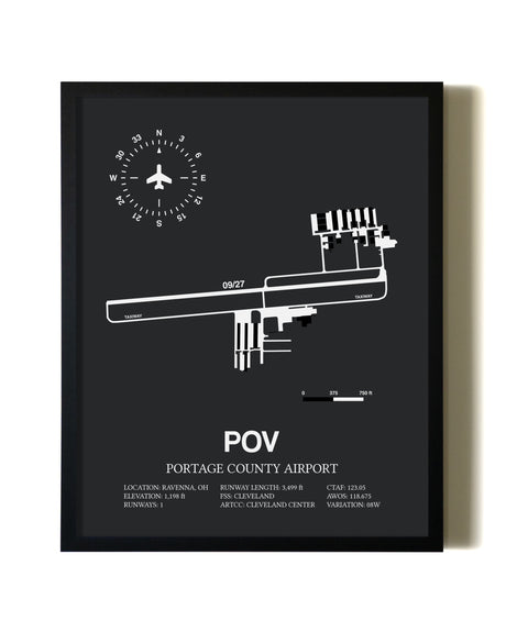 Unframed Portage County Airport map print poster
