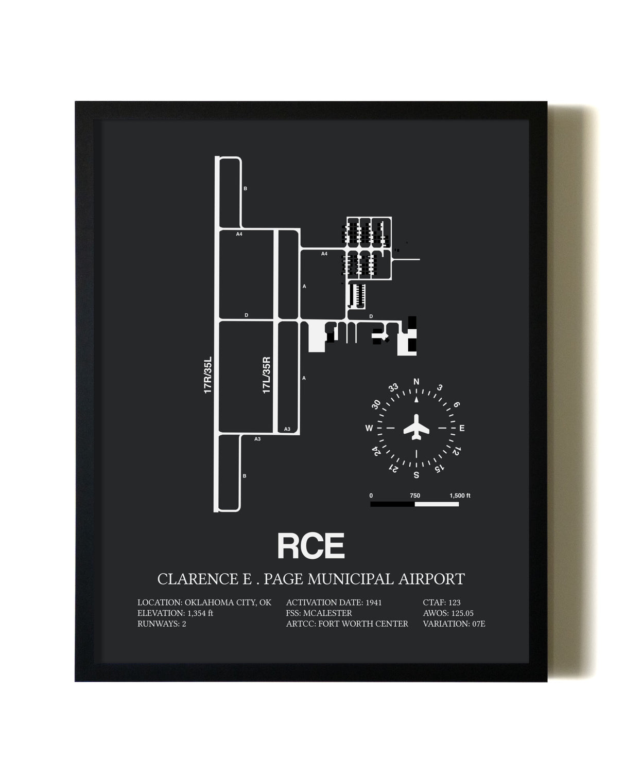 Unframed Clarence E. Page Municipal Airport map print poster