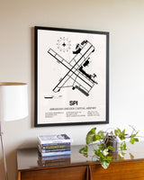 Abraham Lincoln Capital Airport aviation wall décor in black wood frame
