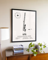 Huntsville Municipal Airport aviation wall décor in black wood frame