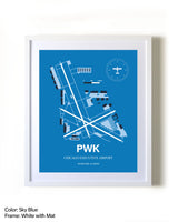 Chicago Executive Airport framed wall art in white frame with mat