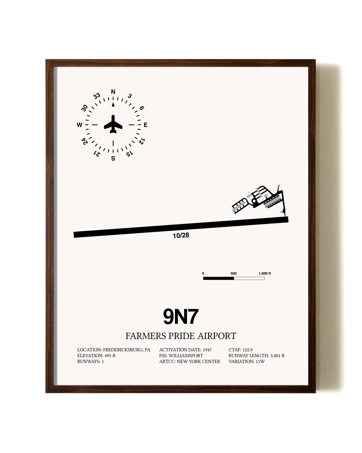 Farmers Pride Airport aviation print in walnut frame