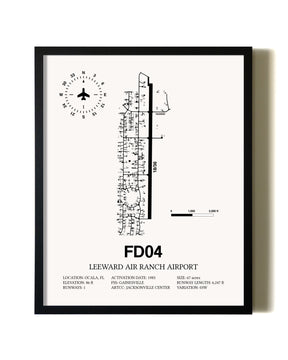 Framed Leeward Air Ranch Airport wall art poster in black frame