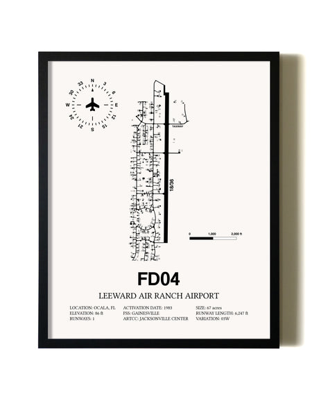 Framed Leeward Air Ranch Airport wall art poster in black frame