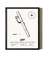 Framed Anson County Airport - Jeff Cloud Field wall art poster in black frame