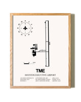 Houston Executive Airport framed print in natural wood frame