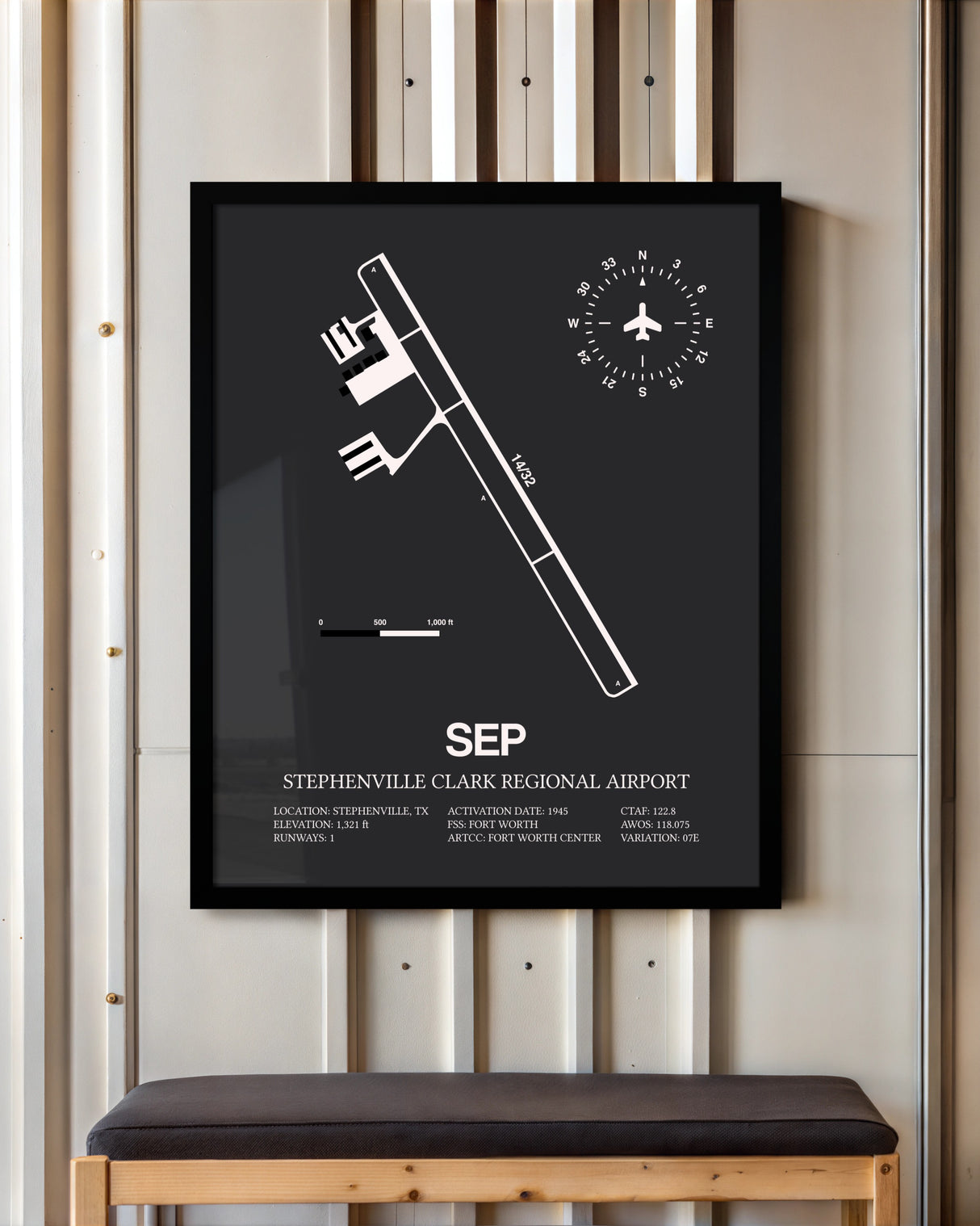 Frame color options for Stephenville Clark Regional Airport Wall Art