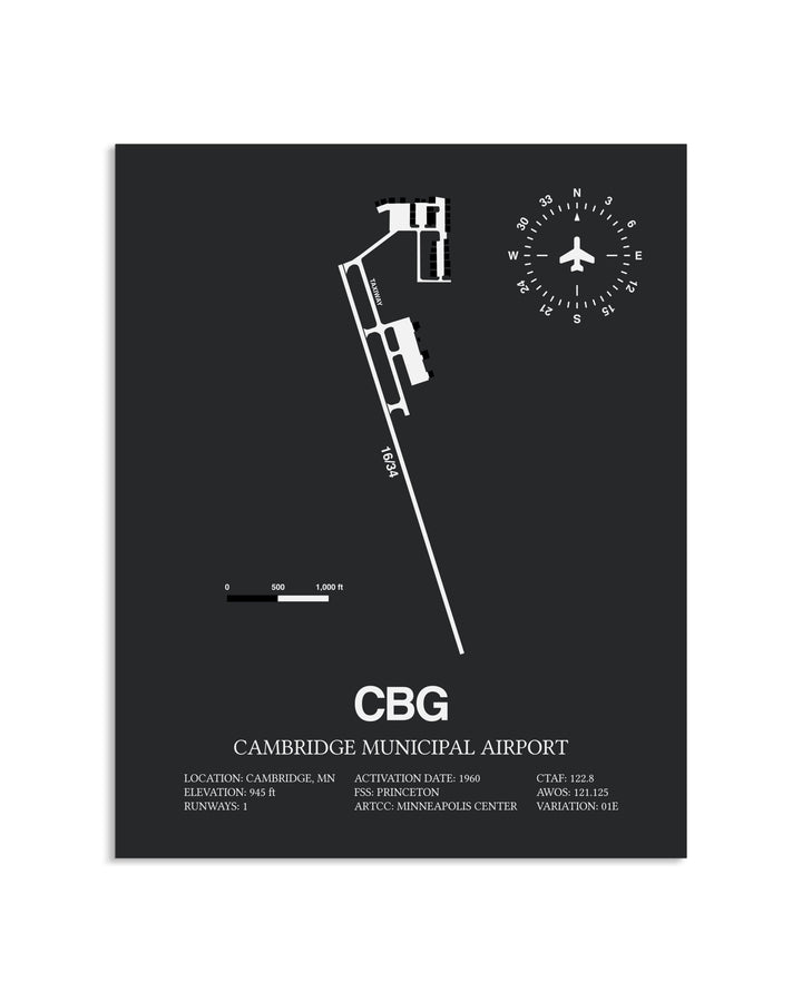 Gray Framed Cambridge Municipal Airport layout wall art poster