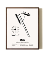 Garner Field Airport aviation print in walnut frame