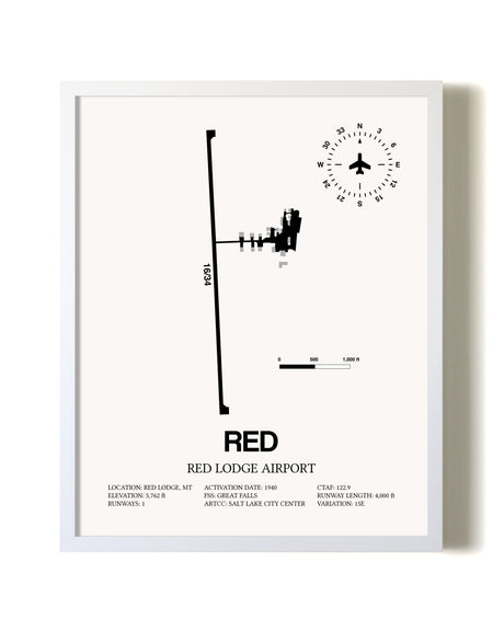 Red Lodge Airport airport map poster in oak frame