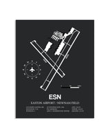 Gray Framed Easton Airport / Newnam Field layout wall art poster