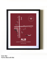 Albany International Airport aviation wall décor in black wood frame