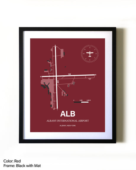 Albany International Airport aviation wall décor in black wood frame