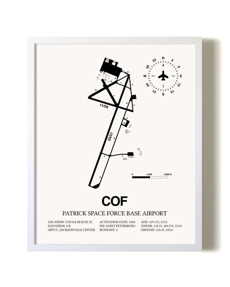 Patrick Space Force Base Airport airport map poster in oak frame