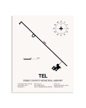 Gray Perry County Municipal Airport framed poster displayed in an airplane hangar