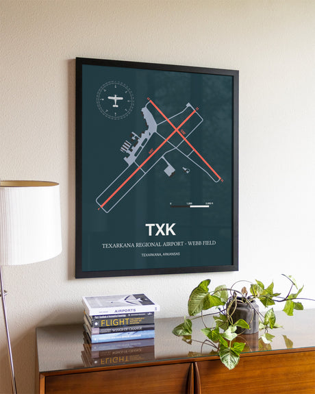 Framed Texarkana Regional Airport - Webb Field layout wall art poster