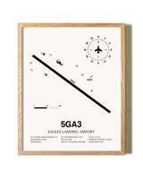 Eagles Landing Airport framed print in natural wood frame