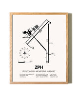 Zephyrhills Municipal Airport framed print in natural wood frame