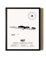 Framed Trenton-Robbinsville Airport wall art poster in black frame