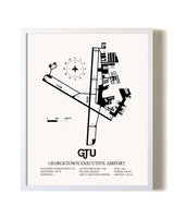 Georgetown Executive Airport At Johnny Gantt Field airport map poster in oak frame