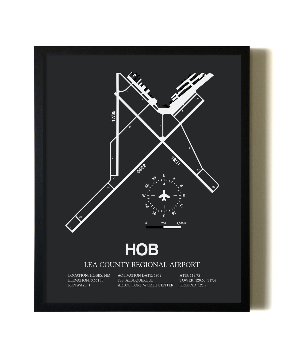 Unframed Lea County Regional Airport map print poster