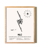 Lemoore Naval Air Station (Reeves Field) framed print in natural wood frame