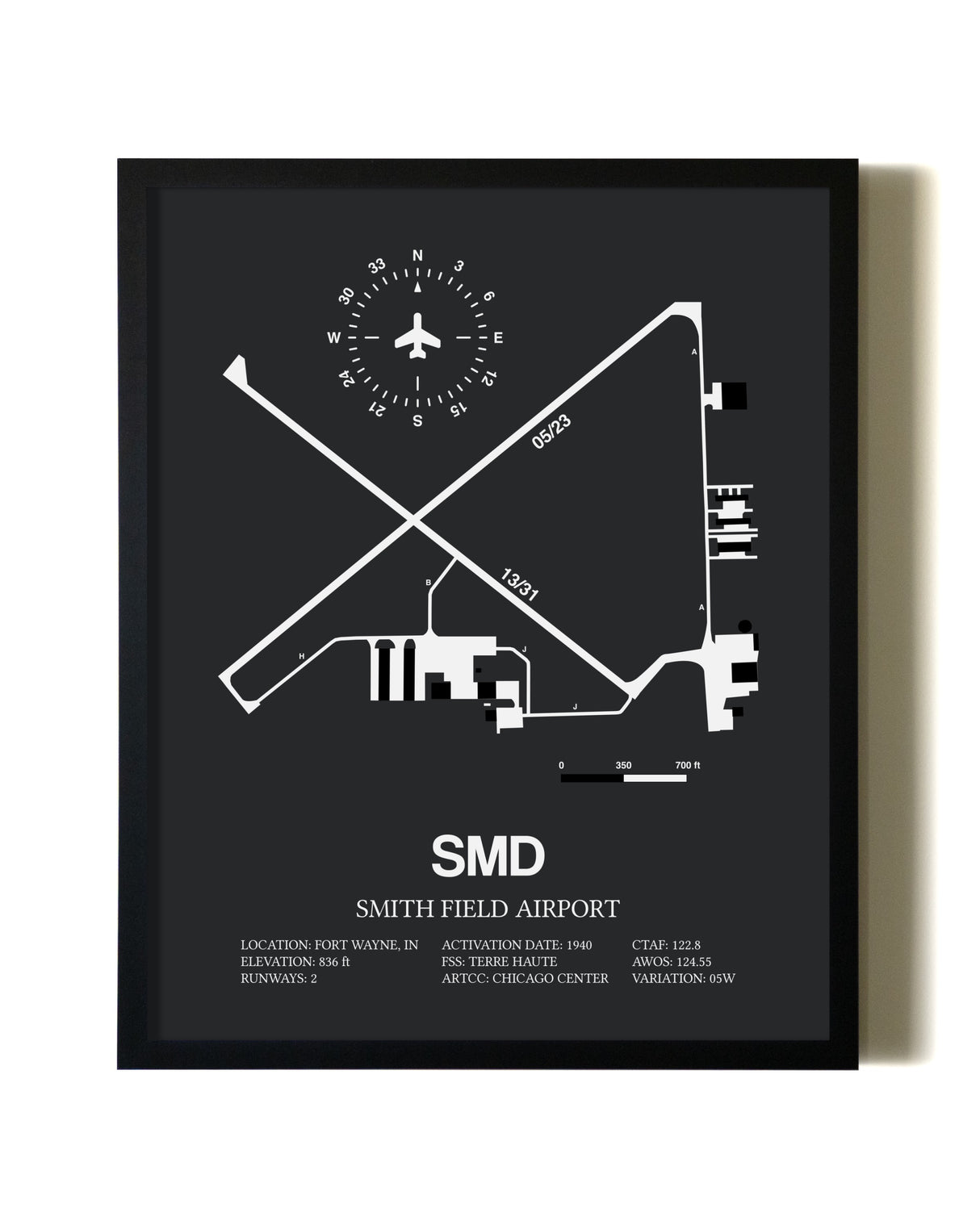 Unframed Smith Field Airport map print poster