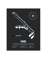 Gray Framed Griffiss International Airport layout wall art poster