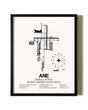 Framed Anoka County/Blaine Airport (Janes Field) wall art poster in black frame