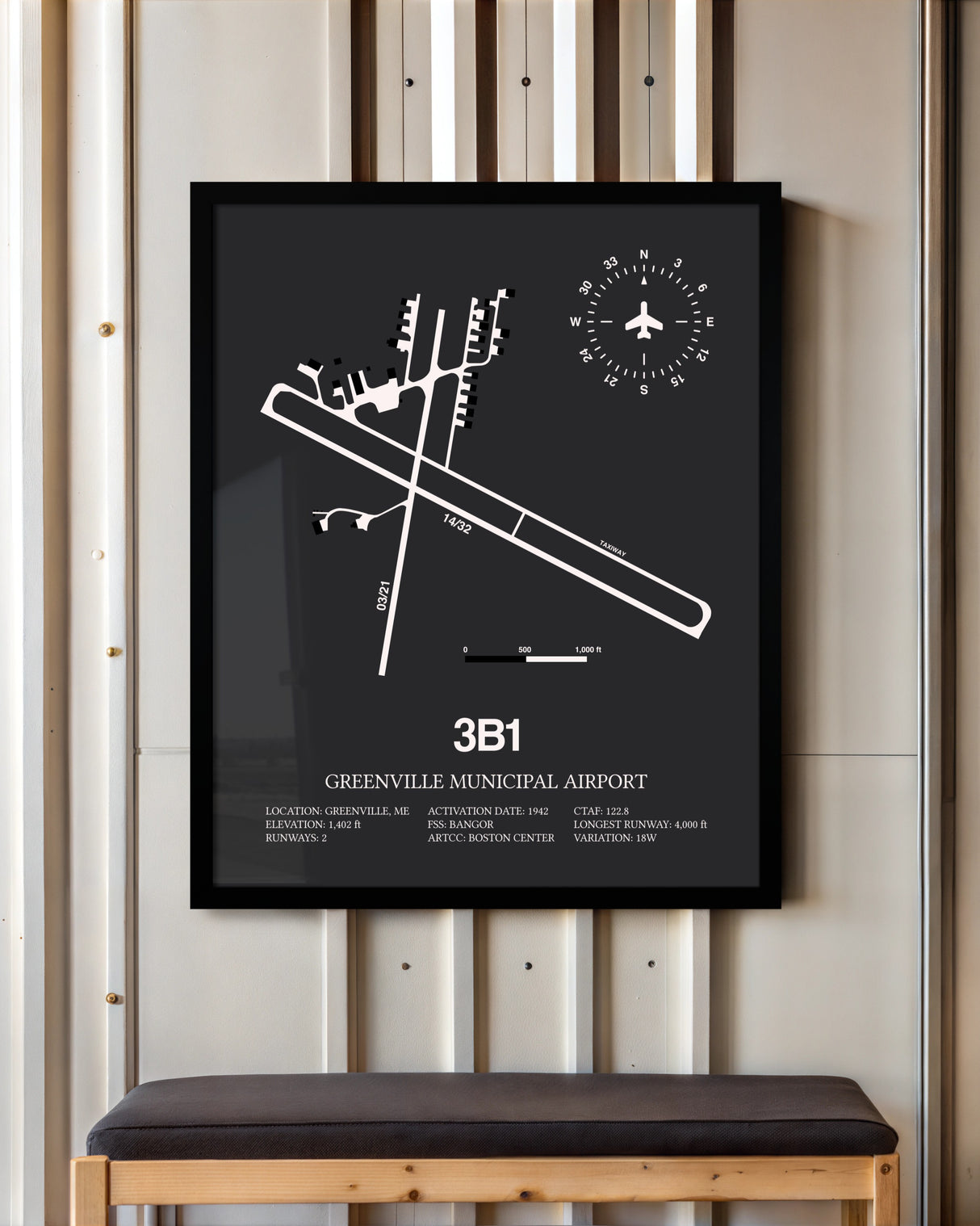 Frame color options for Greenville Municipal Airport Wall Art