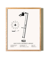 Kent State University Airport framed print in natural wood frame
