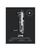 Gray Framed Grand Prairie Municipal Airport layout wall art poster