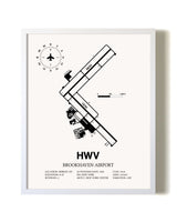Brookhaven Airport airport map poster in oak frame