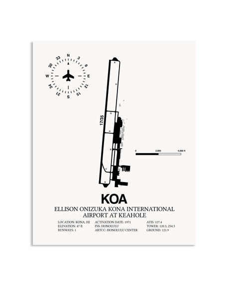 Gray Ellison Onizuka Kona International Airport At Keahole framed poster displayed in an airplane hangar