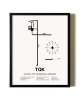 Framed Scott City Municipal Airport wall art poster in black frame
