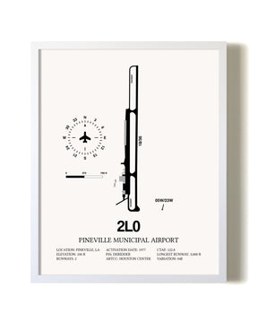 Pineville Municipal Airport airport map poster in oak frame
