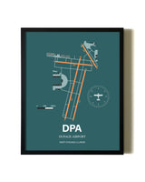 Green DuPage Airport aviation wall décor in black wood frame