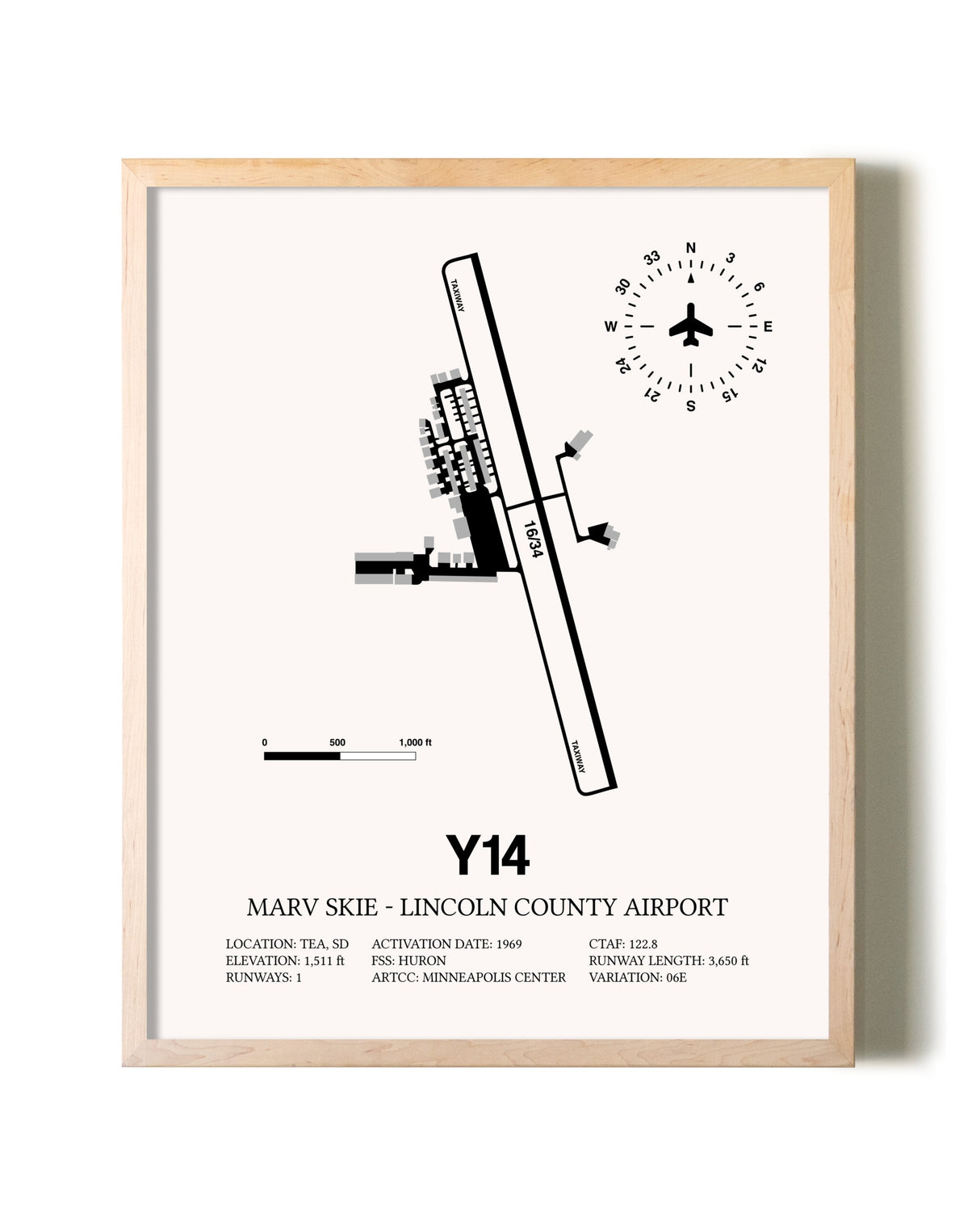 Marv Skie-Lincoln County Airport framed wall art in white frame