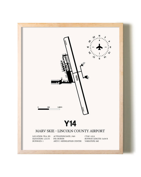 Marv Skie-Lincoln County Airport framed wall art in white frame