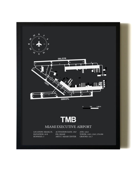 Unframed Miami Executive Airport map print poster